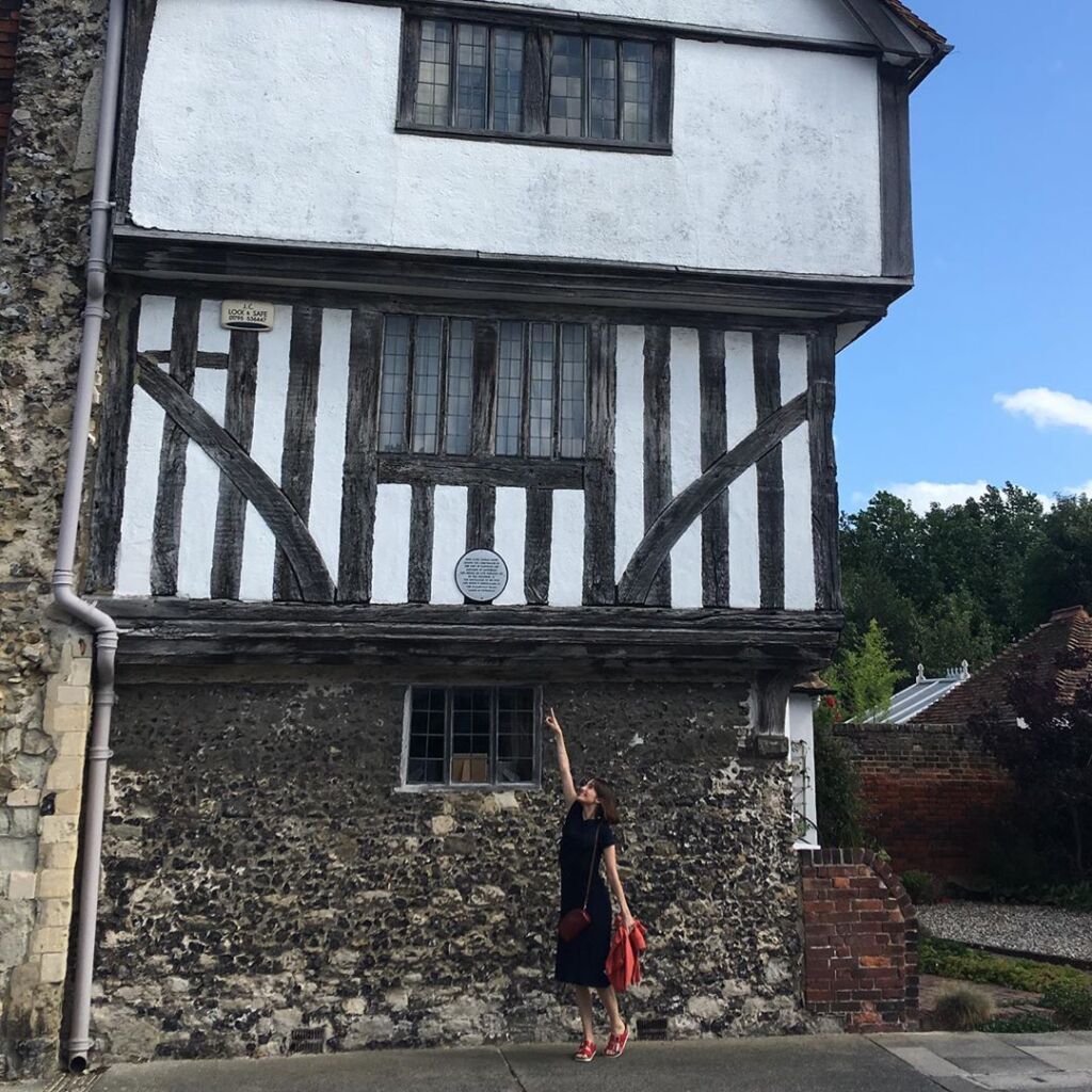 Emma Whipday at the house where the murder in Arden of Faversham took place